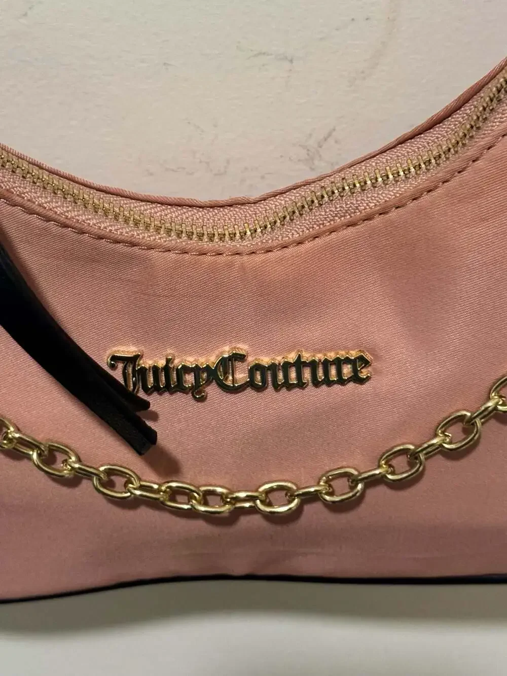 Vintage Y2K Juicy Couture Pink Crossbody Shoulder Bag Purse Gold Chain